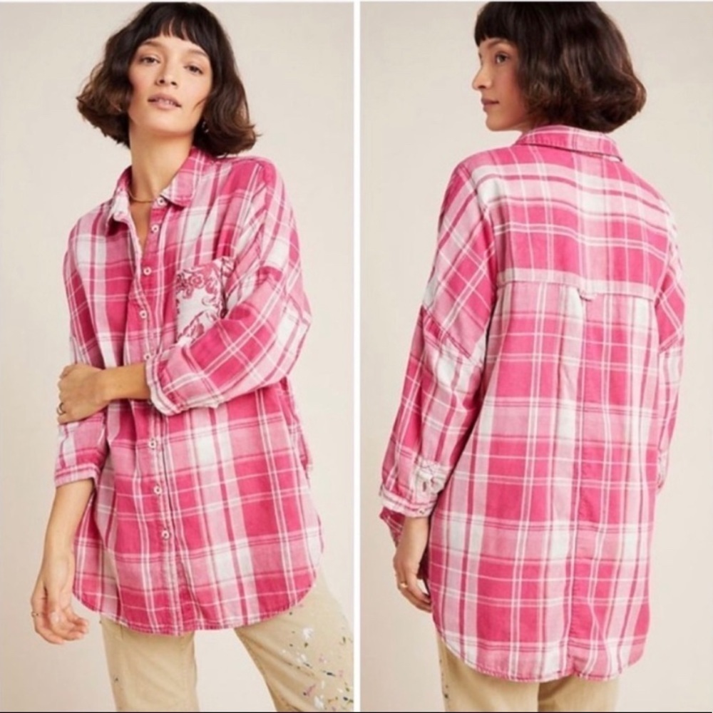 Pilcro & The Letterpress by Anthropologie Oversized Boyfriend Plaid & Floral
